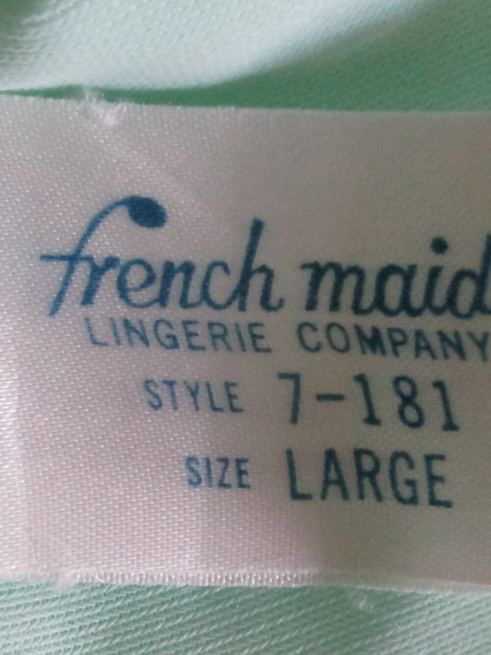Vtg French Maid Nightgown Mint Green Size L Nylon Sheer Overlay - Picture 6 of 6
